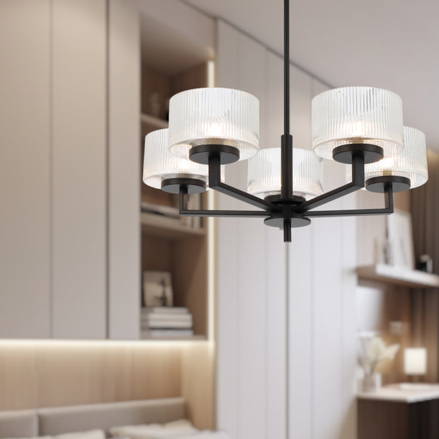 Moreno 5lt Pendant Black with Clear