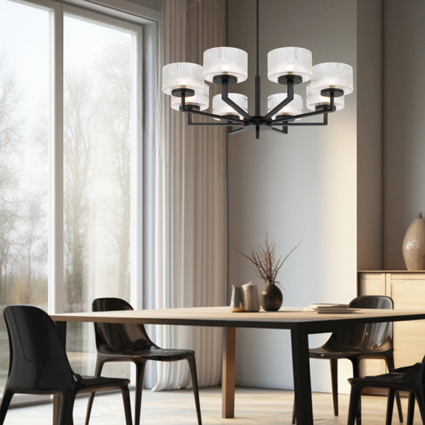 Moreno 8lt Pendant Black with Clear