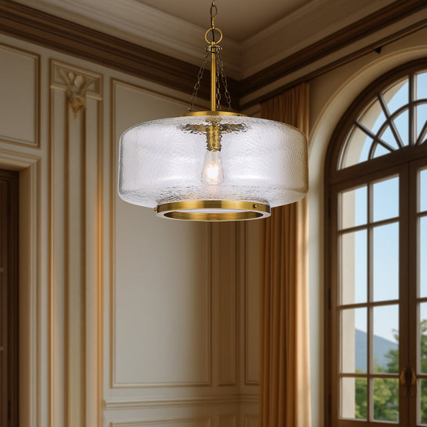 Mornet Gold / Textured Clear Glass Pendant E27