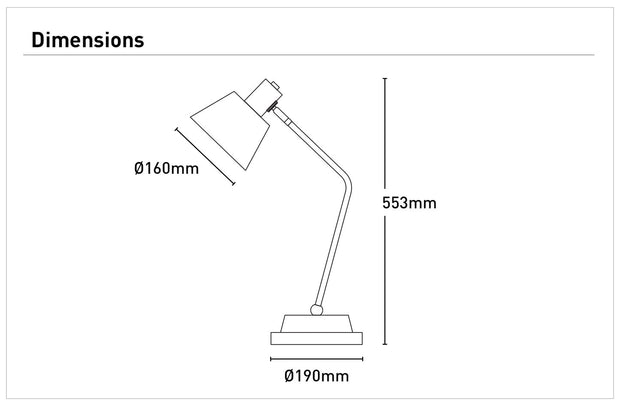 ROBIN Black and Gold Metal E27 Table Lamp