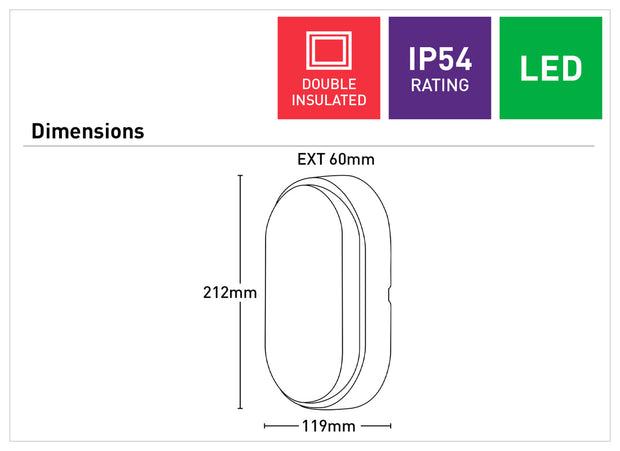 Fletcher 10w LED Bunker Light Oval - 2 Frames