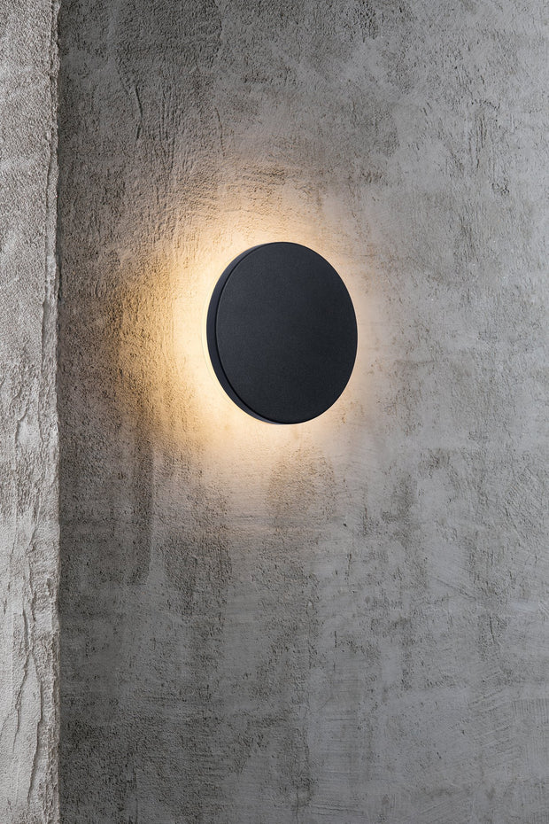 Artego 10w 3000K LED Round IP54 Wall Light Black