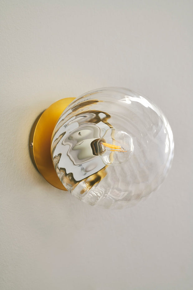 Chisell Wall Light Brass and Textured Glass