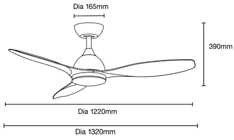 Elite 52 3 Blade DC Smart Ceiling Fan White with Dimmable CCT LED Light