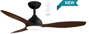 Elite 52 3 Blade DC Smart Ceiling Fan Black and Walnut with Dimmable CCT LED Light