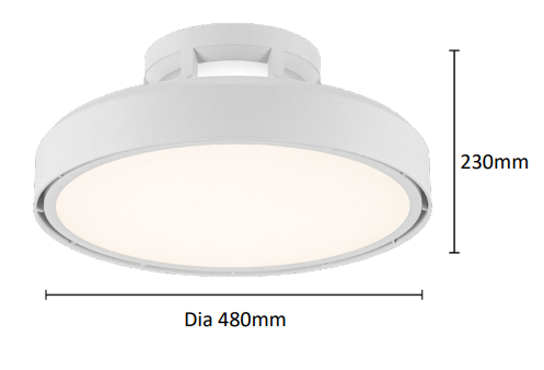 Fantom DC 480mm Bladeless Smart Close to Ceiling Fan White with Dimmable CCT LED Light