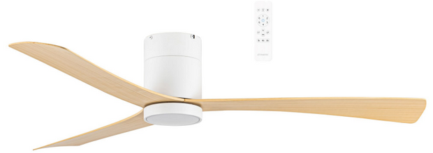 Metro 52 DC Smart Hugger Ceiling Fan Matt White and Oak with CCT LED Light