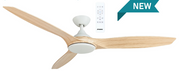 Newport DC 56 3 ABS SMART Ceiling Fan Matt White and Oak with Dimmable CCT LED Light