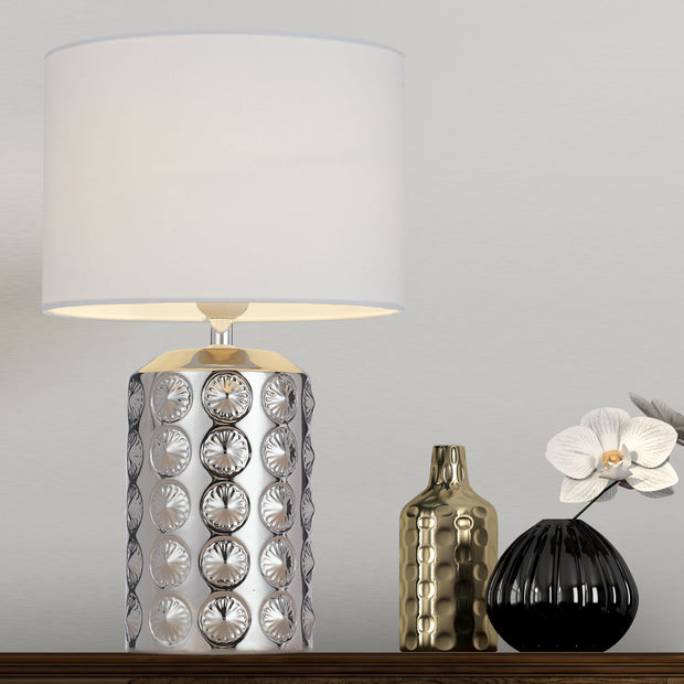 Nancy Silver/ White Table Lamp