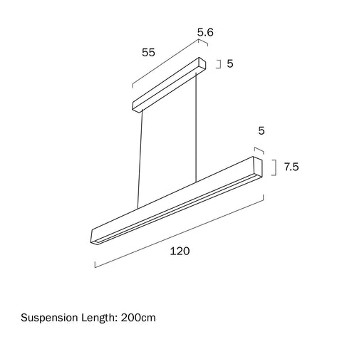NAVARO II 40W LED CCT Triac Dimmable Black 1200mm Pendant