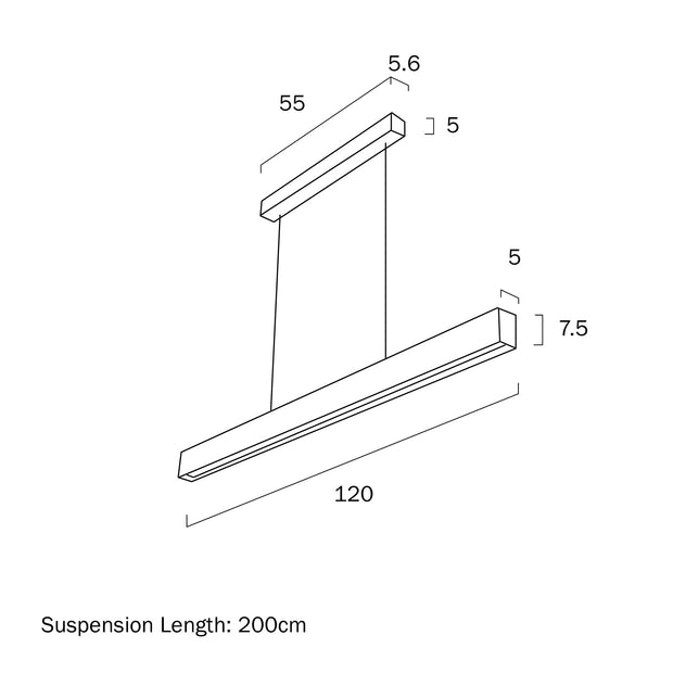 NAVARO II 40W LED CCT Triac Dimmable Black 1200mm Pendant