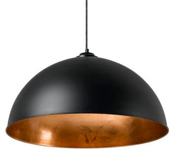 Newport 50cm Medium Dome Pendant Black and Copper Leaf