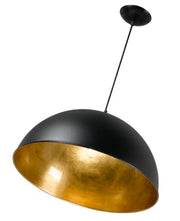 Newport 50cm Medium Dome Pendant Black and Gold Leaf