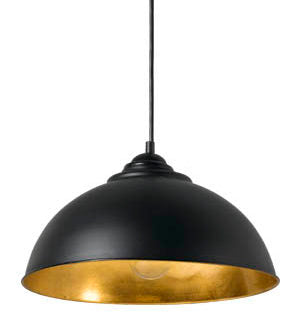 Newport 34cm Small Dome Pendant Black and Gold Leaf