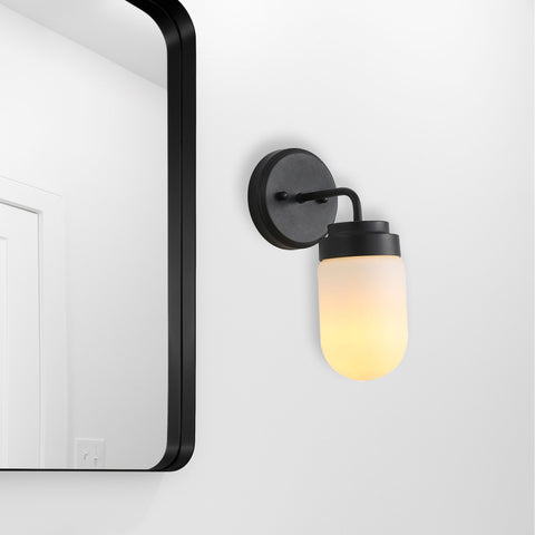 Dunburn Vanity Wall Light Black/Opal