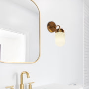 Dunburn Vanity Wall Light Satin Brass/Opal