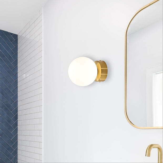 Globo Wall Light Satin Brass/Opal Matt