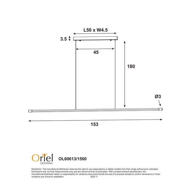 Edge 30w CCT LED 1500 Pendant Black