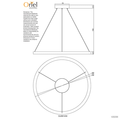 NEBULA 24w LED CCT 60cm White Ring Pendant