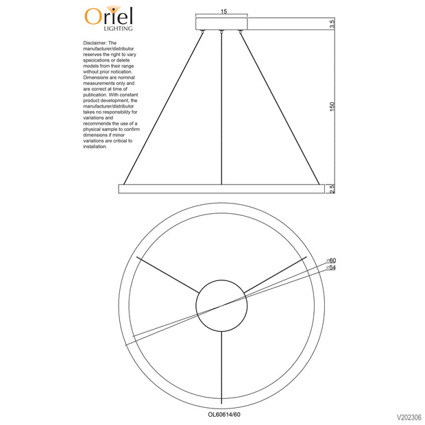 Nebula 60cm LED Ring Pendant Black CCT