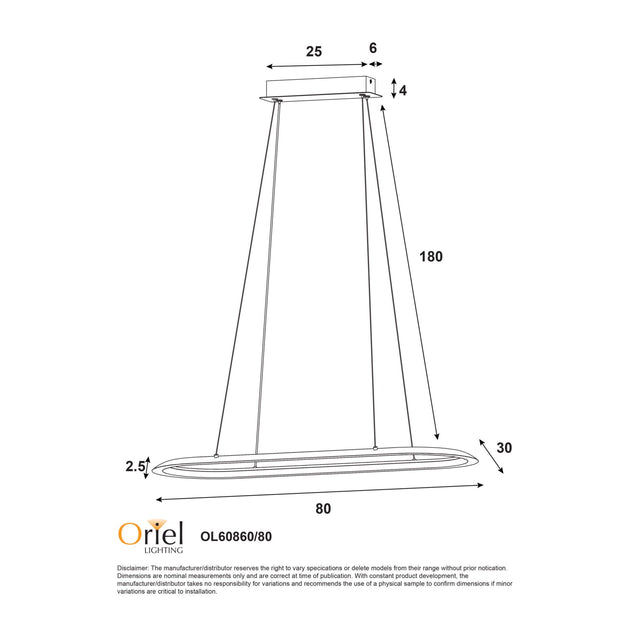 Ovale CCT LED Pendant White