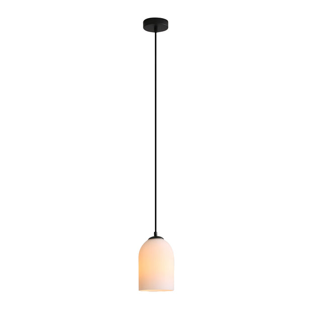 ARLEY Black with Opal Matt Glass E27 Pendant