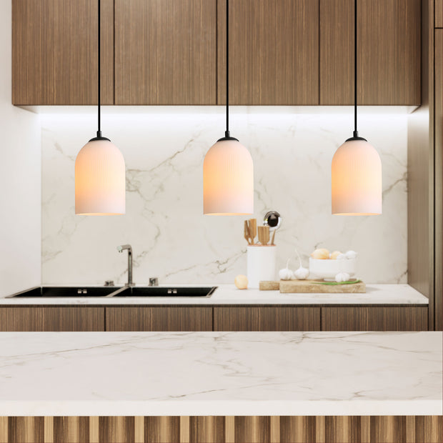 ARLEY Black with Opal Matt Glass E27 Pendant