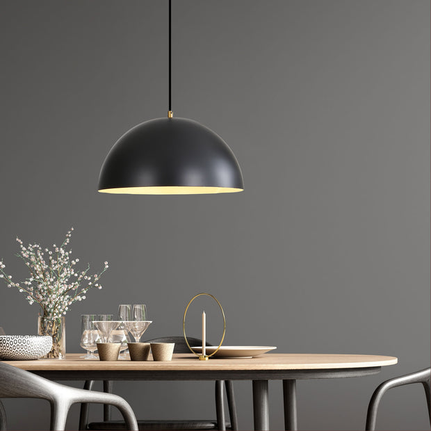 LEXI.35 Single Black Metal Dome 35cm E27 Pendant