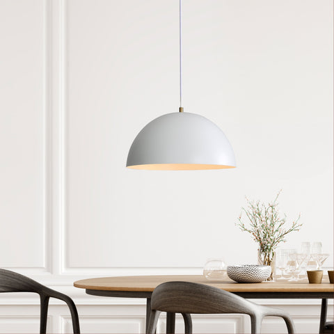 LEXI.35 Single White Metal Dome 35cm E27 Pendant