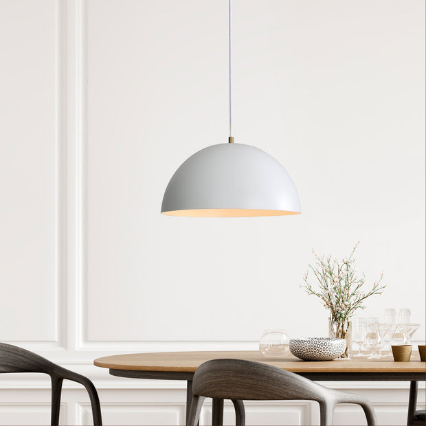 LEXI.35 Single White Metal Dome 35cm E27 Pendant