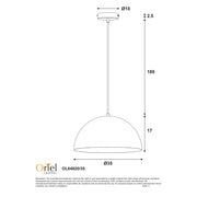 LEXI.35 Single White Metal Dome 35cm E27 Pendant