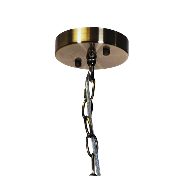 Rochester 5 Light E27 Antique Brass with Frost Glass Traditional Pendant