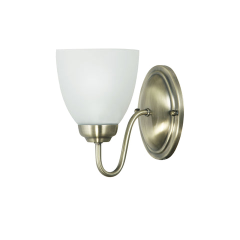 ROCHESTER Single E27 Antique Brass with Frost Glass Traditional Wall Light