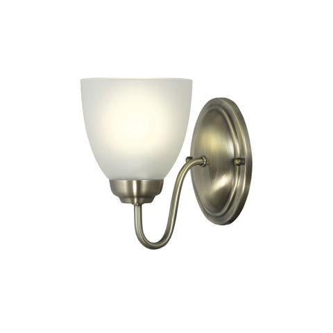 ROCHESTER Single E27 Antique Brass with Frost Glass Traditional Wall Light