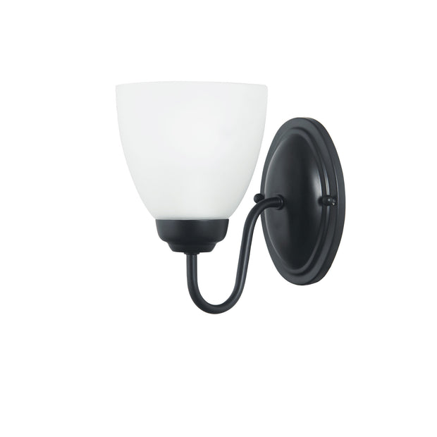 ROCHESTER Single E27 Black with Frost Glass Traditional Wall Light