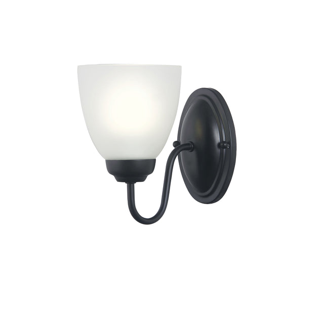 ROCHESTER Single E27 Black with Frost Glass Traditional Wall Light