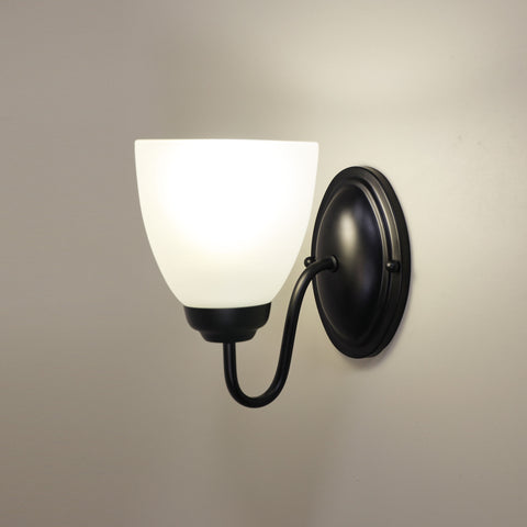 ROCHESTER Single E27 Black with Frost Glass Traditional Wall Light