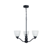 Rochester 3 Light E27 Black with Frost Glass Traditional Pendant