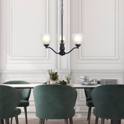 Rochester 3 Light E27 Black with Frost Glass Traditional Pendant