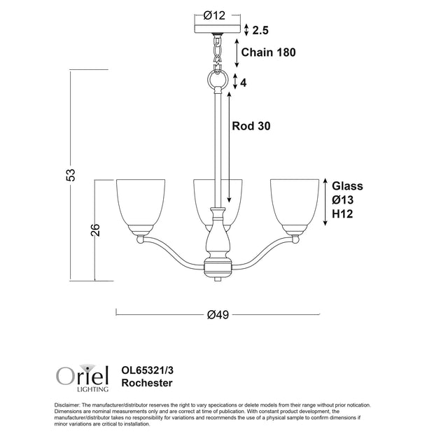Rochester 5 Light E27 Black with Frost Glass Traditional Pendant