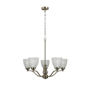 Rochester 5 Light E27 Antique Brass with Frost Glass Traditional Pendant