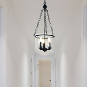 WESTON 3 Light E14 Single Bowl Black and Clear Glass Traditional Pendant