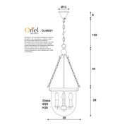 WESTON 3 Light E14 Single Bowl Black and Clear Glass Traditional Pendant