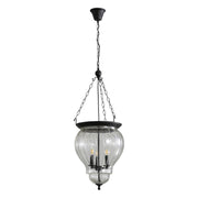 NEWHAM 3 Light E14 Black with Curved Glass Traditional Pendant