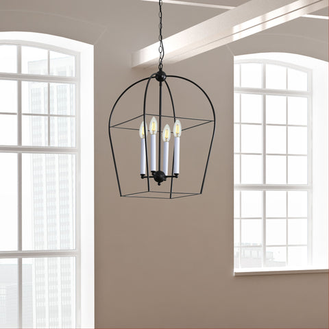LANGDON 4 Light E14 Black Caged Pendant