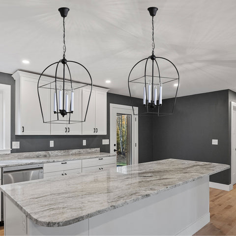 LANGDON 4 Light E14 Black Caged Pendant