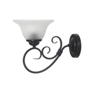 GASTON II 1 Single Black with Frost Glass Shade Traditional Wall Light