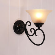 GASTON II 1 Single Black with Frost Glass Shade Traditional Wall Light