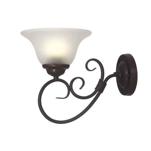 GASTON II 1 Single Bronze with Frost Glass Shade Traditional Wall Light