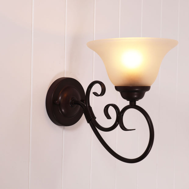 GASTON II 1 Single Bronze with Frost Glass Shade Traditional Wall Light